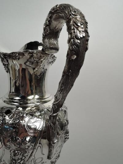 Antique American Sterling Silver Pitcher with Fruiting Grapevine 1894