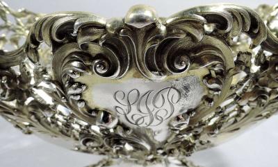 Antique American Victorian Rococo Silver Gilt Centerpiece Bowl