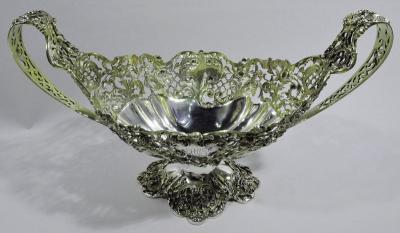 Antique American Victorian Rococo Silver Gilt Centerpiece Bowl