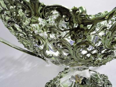 Antique American Victorian Rococo Silver Gilt Centerpiece Bowl