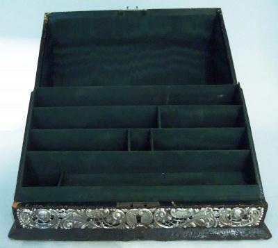 Antique American Victorian Rococo Sterling Silver Leather Letter Box