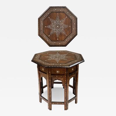 Antique Anglo Indian Octagonal Inlaid Side traveling Table