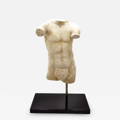 Antique Apoxyomenos male marble torso sculpture white Carrara marble XIX sec 