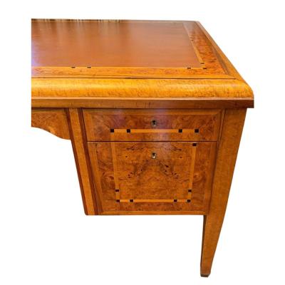 Antique Art Deco Burl Ash Writing Table Desk