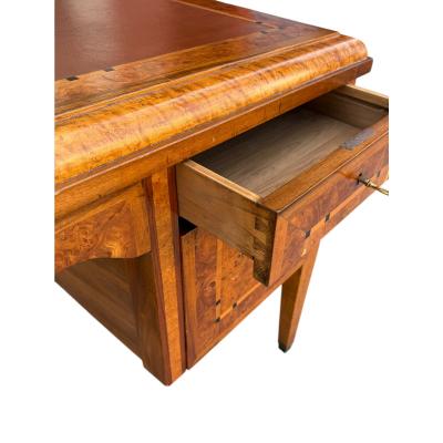 Antique Art Deco Burl Ash Writing Table Desk
