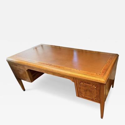 Antique Art Deco Burl Ash Writing Table Desk