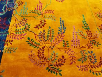 Antique Art Deco Carpet Manchester Wool Sun and Flower