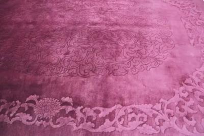 Antique Art Deco Carpet Solid Light Purple 89 x 116 