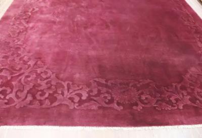 Antique Art Deco Carpet Solid Light Purple 89 x 116 