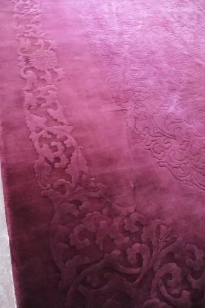Antique Art Deco Carpet Solid Light Purple 89 x 116 