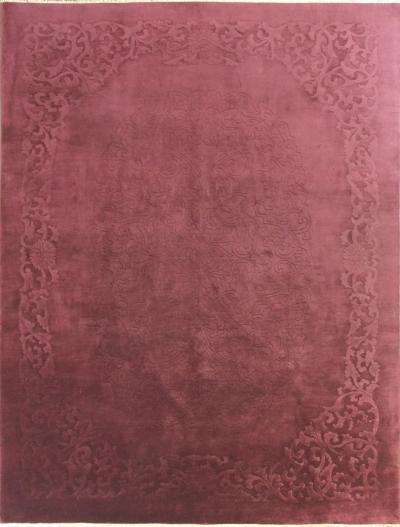 Antique Art Deco Carpet Solid Light Purple 89 x 116 