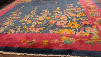 Antique Art Deco Carpet The happy World 88 x 114 