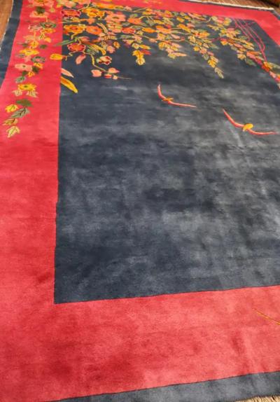 Antique Art Deco Carpet The happy World 88 x 114 