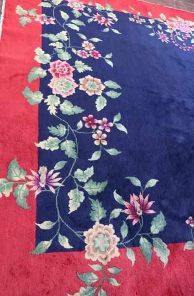 Antique Art Deco Chinese Carpet Amazing Color 79 x 97 