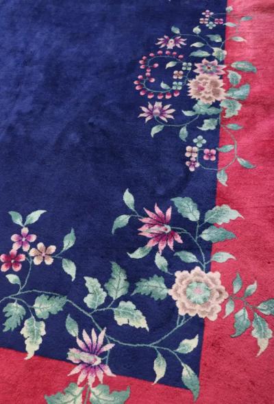 Antique Art Deco Chinese Carpet Amazing Color 79 x 97 