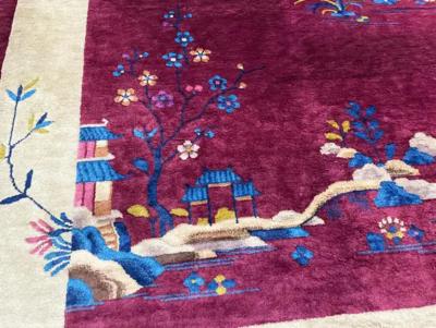 Antique Art Deco Chinese Carpet C 1920s Tree of Knowledge