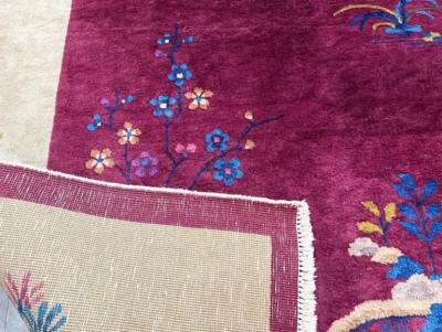 Antique Art Deco Chinese Carpet C 1920s Tree of Knowledge