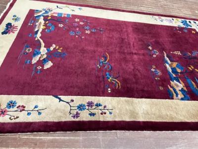 Antique Art Deco Chinese Carpet C 1920s Tree of Knowledge