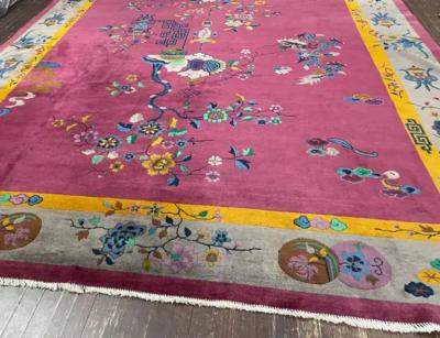 Antique Art Deco Chinese Carpet Dragon Rug c 1910