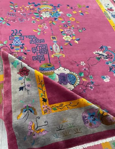 Antique Art Deco Chinese Carpet Dragon Rug c 1910