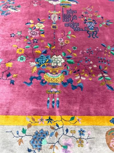 Antique Art Deco Chinese Carpet Dragon Rug c 1910