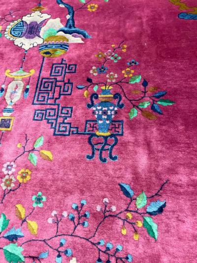 Antique Art Deco Chinese Carpet Dragon Rug c 1910