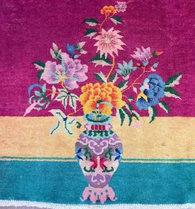 Antique Art Deco Chinese Carpet Elegant C 1920s