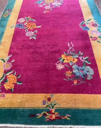 Antique Art Deco Chinese Carpet Elegant C 1920s
