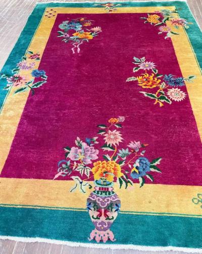 Antique Art Deco Chinese Carpet Elegant C 1920s