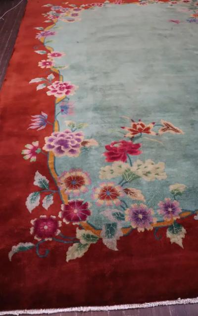Antique Art Deco Chinese Carpet Most Pleasant 89 x 112 
