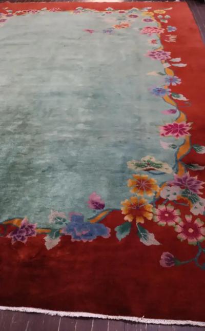 Antique Art Deco Chinese Carpet Most Pleasant 89 x 112 