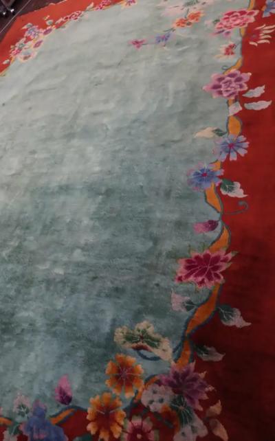 Antique Art Deco Chinese Carpet Most Pleasant 89 x 112 