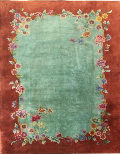 Antique Art Deco Chinese Carpet Most Pleasant 89 x 112 