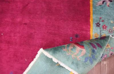 Antique Art Deco Chinese Carpet The Watch Bird 88 x 114 