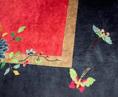 Antique Art Deco Chinese Carpet c 1920s Chinese Village