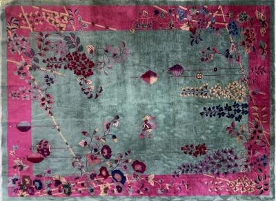 Antique Art Deco Chinese Oriental Carpet 88 x 117 