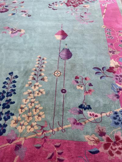 Antique Art Deco Chinese Oriental Carpet 88 x 117 