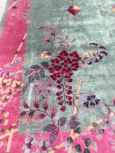 Antique Art Deco Chinese Oriental Carpet 88 x 117 