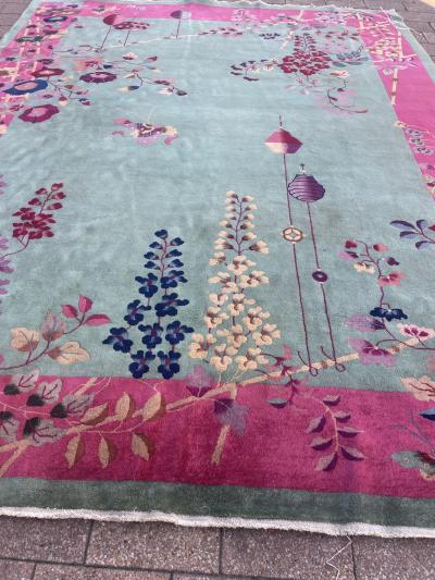 Antique Art Deco Chinese Oriental Carpet 88 x 117 
