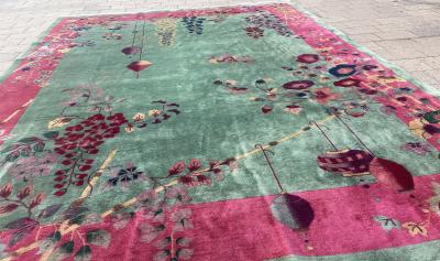 Antique Art Deco Chinese Oriental Carpet 88 x 117 