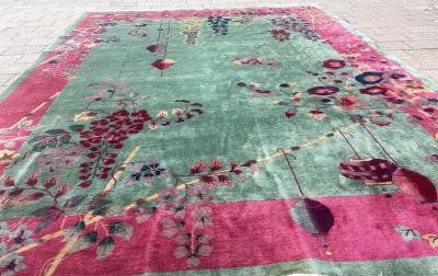 Antique Art Deco Chinese Oriental Carpet 88 x 117 