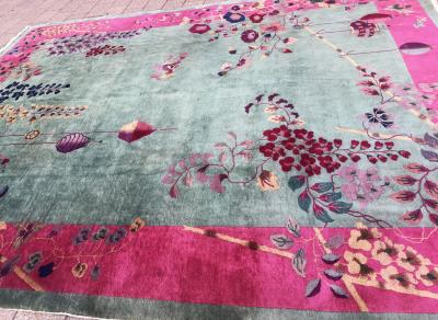 Antique Art Deco Chinese Oriental Carpet 88 x 117 
