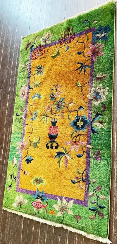 Antique Art Deco Chinese Oriental Rug 211 x 410 c 1920s The Lost Fish