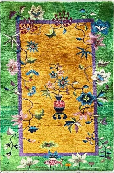 Antique Art Deco Chinese Oriental Rug 211 x 410 c 1920s The Lost Fish