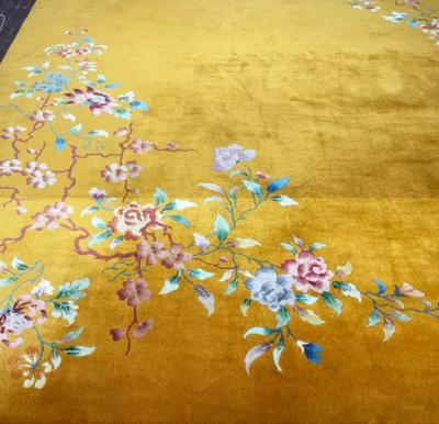Antique Art Deco Chinese Oriental Rug Gold 17400 circa 1930s