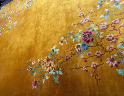 Antique Art Deco Chinese Oriental Rug Gold 17400 circa 1930s