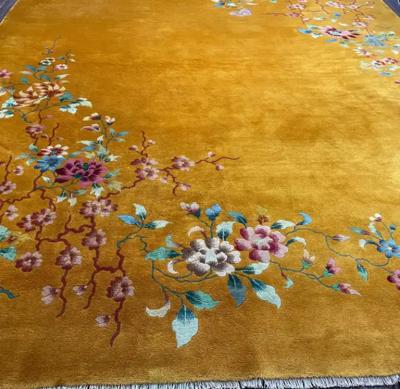 Antique Art Deco Chinese Oriental Rug Gold 17400 circa 1930s