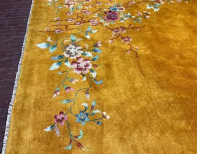 Antique Art Deco Chinese Oriental Rug Gold 17400 circa 1930s