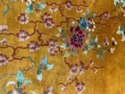 Antique Art Deco Chinese Oriental Rug Gold 17400 circa 1930s