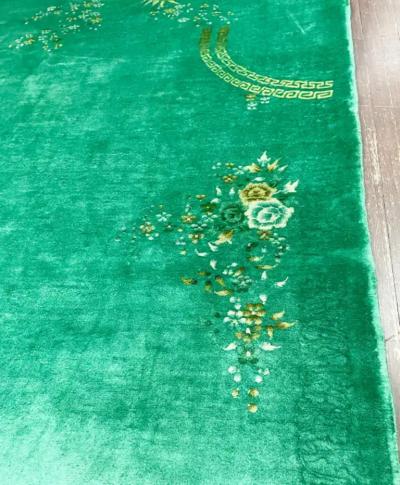 Antique Art Deco Chinese Oriental Rug Green